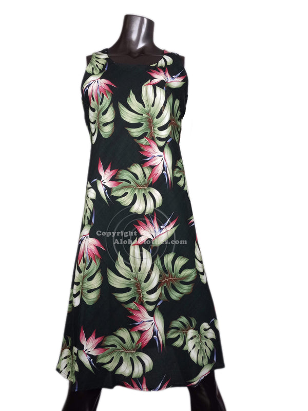 Monstera Paradise Women's Short Tank Flared Hawaiian Dress